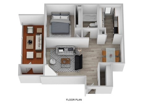 Floor plan for 1 bed, 1 bath